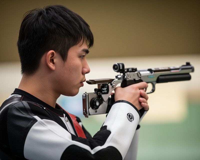 Professional Korean Pistol Shooter Focus