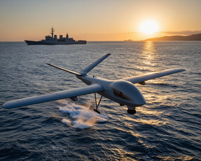 High-tech Drone over South Korean Sea