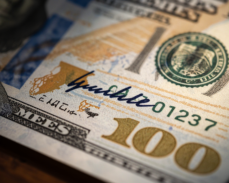 US 100 Dollar Bill with Signature