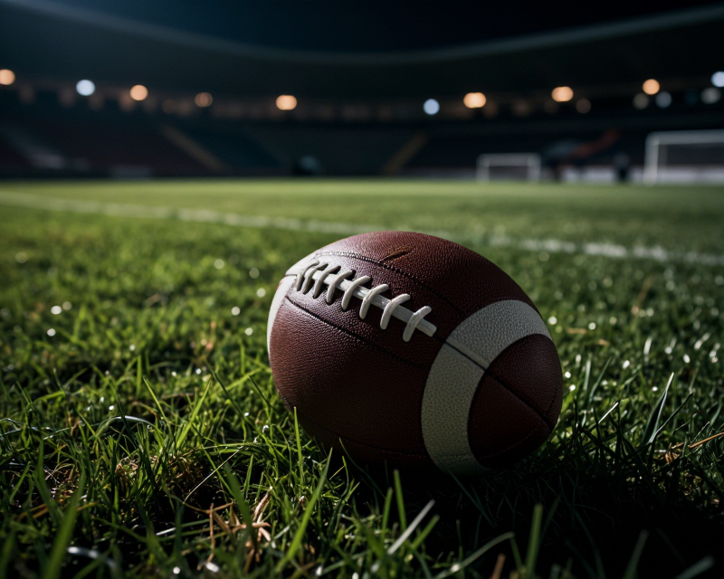 A cinematic scene of a lonely football