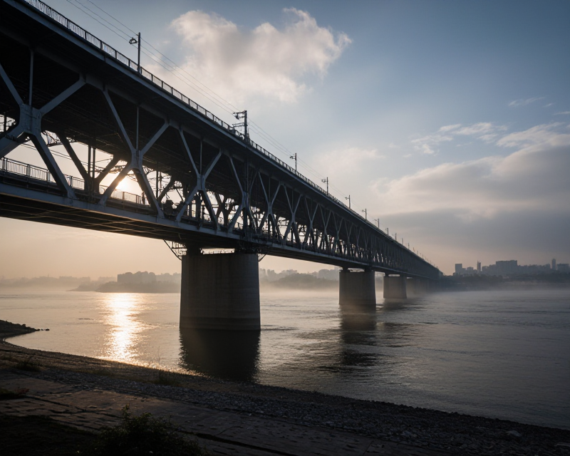 Cinematic view of the New Yalu River Bridge